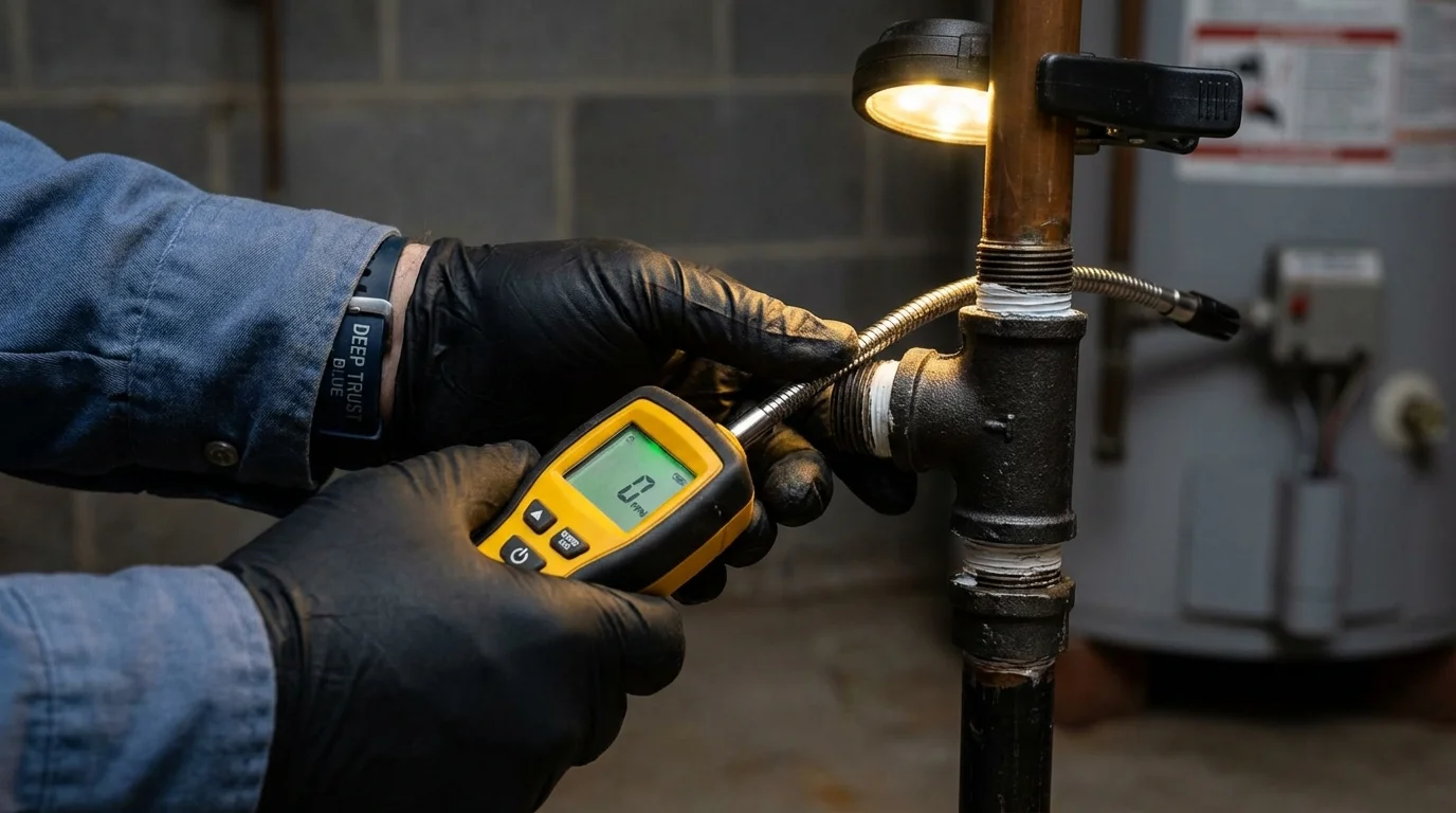 Gas leak detection with electronic sniffer by Johns Plumbing LLC in Monette