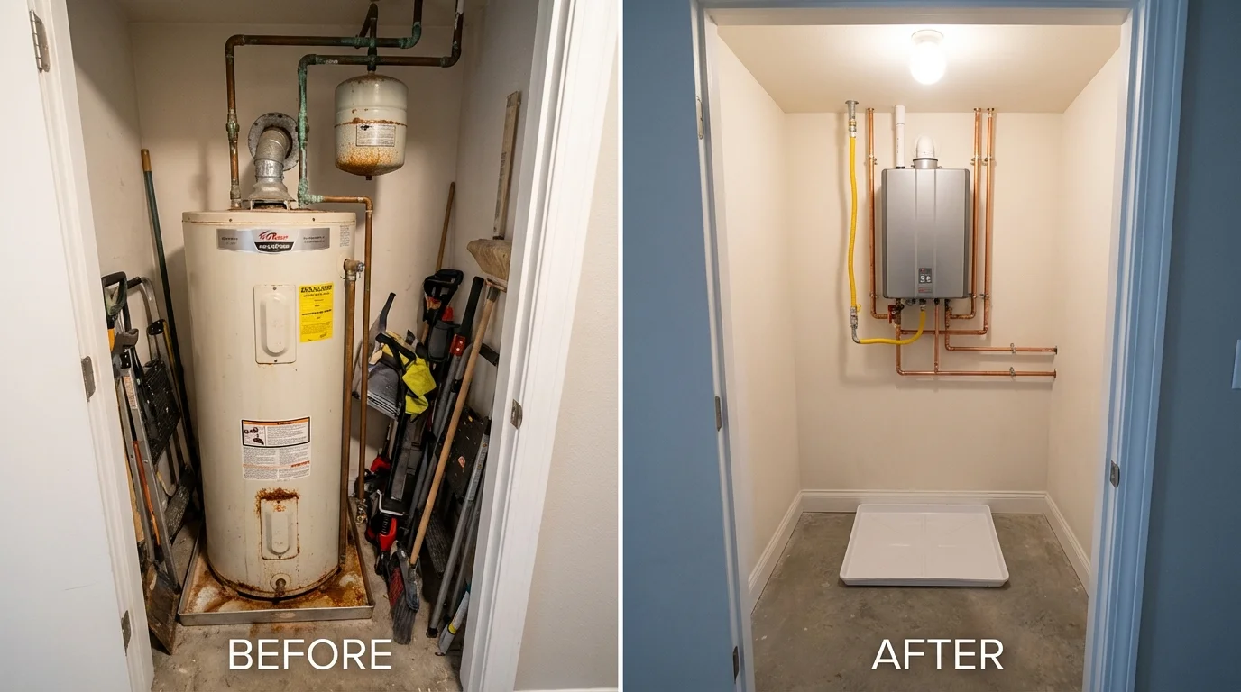 Tank water heater versus wall-mounted tankless unit comparison for Monette, AR homeowners
